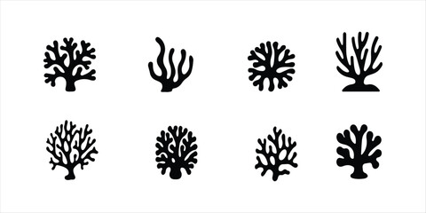 coral reef icon Silhouette Vector illustration on white background. coral icon set. © MOMENIN SUNNY