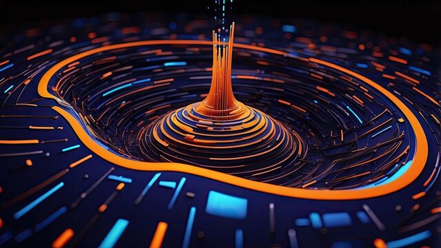 Abstract digital art depicting a funnel-shaped vortex