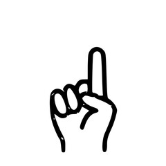 Obraz premium Finger Pointing Up Hand Drawn Illustration