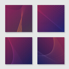 Minimalist line wave in motion. Ideal design for social media, cover, banner, flyer, music, and ads. Abstract line wave poster background vector set.