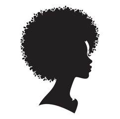 Black woman with African hair silhouette.