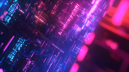 matrix background with floating binary code in neon colors 