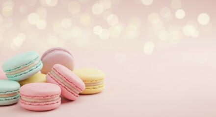 Fototapeta premium Pastel Macarons Delight: A Sweet Culinary Dream