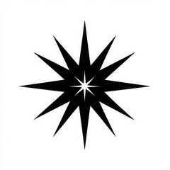 Obraz premium A black starburst design with sharp points on a white background in an abstract illustration isolated on white background
