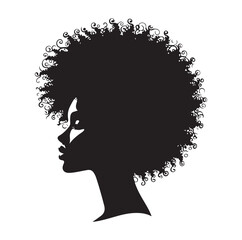 Black woman with African hair silhouette.