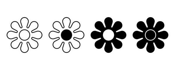 Flowers Icon Set. Black Color Flowers shape icon collection. Flowers Vector Icon in line style design. Vector illustration.