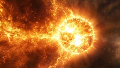 A radiant and fiery star burning intensely in deep space