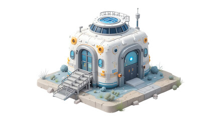 Cute 3D Space Station Outpost Icon - Fantastic Frontiers Base	