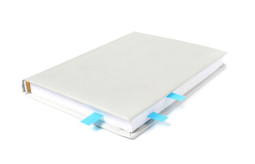 Book with colorful tabs isolated on white