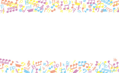 音楽記号の横長フレーム（やさしい色）