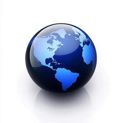 Obraz premium Shiny blue globe showing north and south america on white background