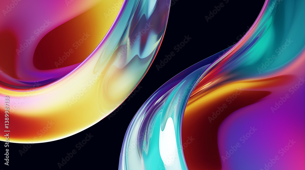 Poster colorful abstract shapes flowing and creating dynamic visuals
