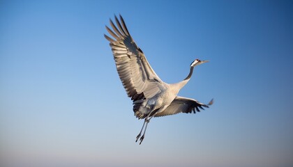 Fototapeta premium 鶴が空に羽ばたいている