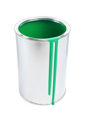 Can of green paint isolated on white