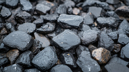 Crushed stone pile glistens after rain showcasing minimalist design and professional lighting