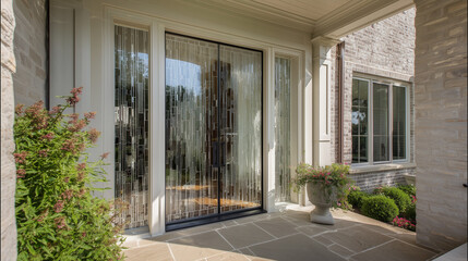 Contemporary Front Door Glass Featuring Custom Beveled Edges Enhancing Sophisticated Modern Home Entry Design Elegantly