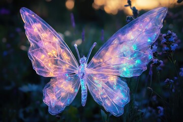 Crystal fairy wings, glowing with a soft mystical aura