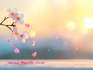 Fototapeta premium flower petals falling on stage,