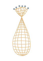 Fish net icon, isolated fishnet and fish scoop. Mesh tool used for catching. Device for safely transferring fish from one container to another or water. Vector cartoon illustration