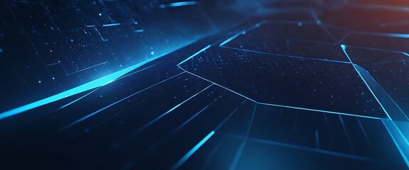 abstract futuristic digital landscape with particles dots and stars on horizon.Blue abstract futuristic geometric poly technology background. Science and technology. 213