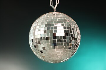 Shiny disco ball on color gradient background