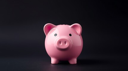 Financial Piggy Bank: A classic pink piggy bank stands alone against a stark backdrop, a symbol of savings, financial planning, and the pursuit of wealth.