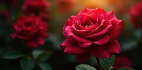 Obraz premium Deep crimson rose leaf, intricate vein patterns, sunlight , natural, bloom, close up