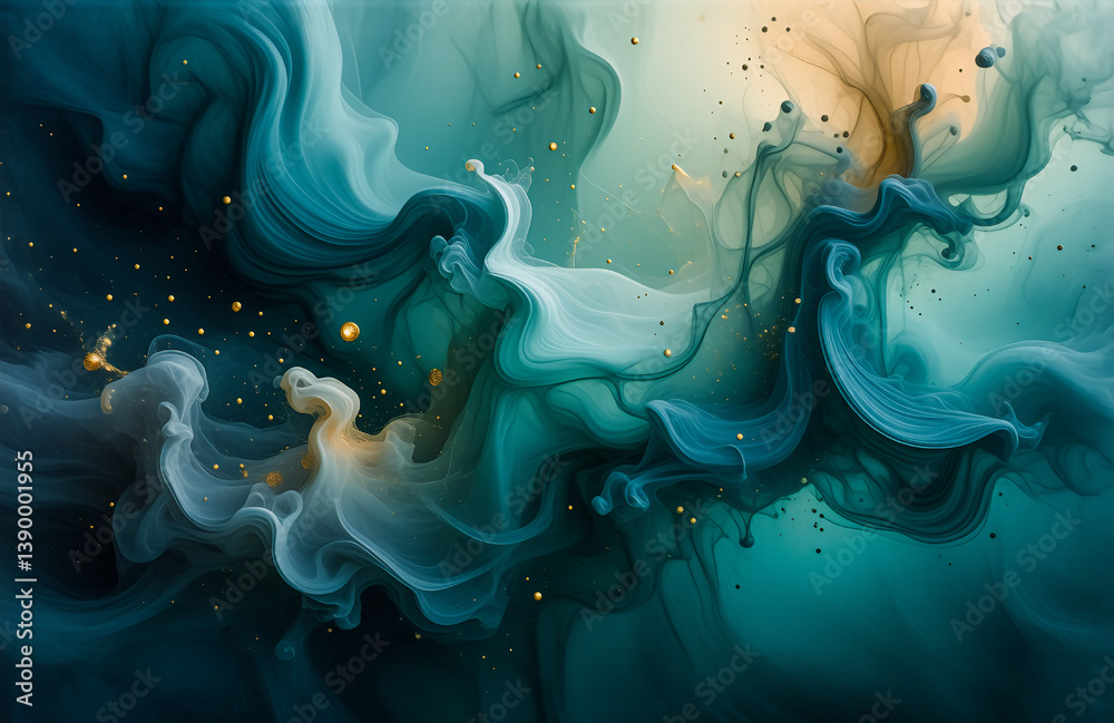 Fototapete hints: the image shows abstract shapes, color mixing, fluidity, and a wispy appearance. this image s