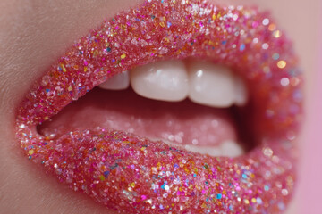 Colorful sugar lips with candy crystals