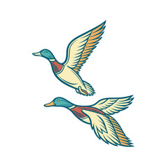 vector illustration of three flying-ducks