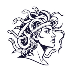 woman with snakes on head medusa the mythical got vector illustration