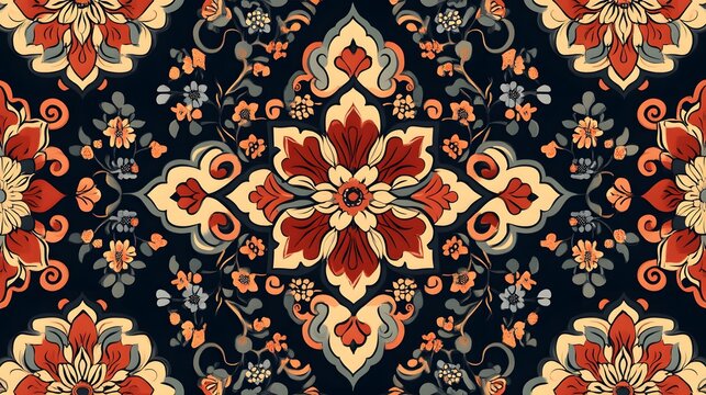 a close up of a floral design on a black background