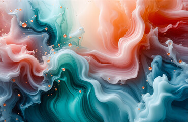 Here's the description and keywords:

Abstract artwork showcasing flowing, colorful smoke or paint-like textures. Hints of light, vibrant colors and fluid dynamics create a captivating, dreamlike comp