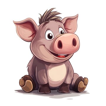 recommend clip art: Cute Cartoon Baby Pig Sitting Illustration