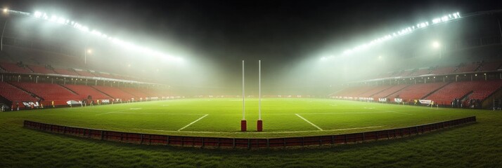 Foggy Night Game at a Stadium