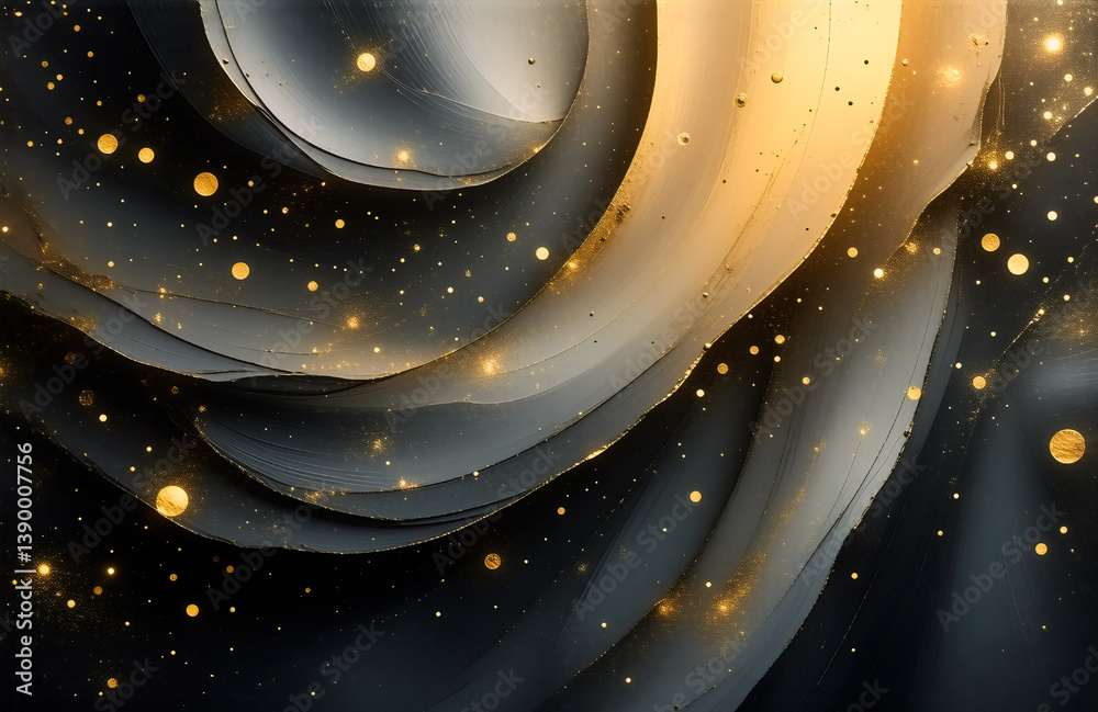 Leinwandbilder an abstract swirl, hints of gold illuminate within ethereal, rippling forms. this artwork uses light