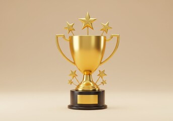 Fototapeta premium Gold trophy award champion win success achievement concept
