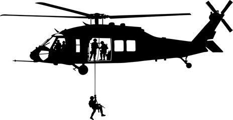 Black Hawk Helicopter Silhouette – Military Utility Vector Illustration