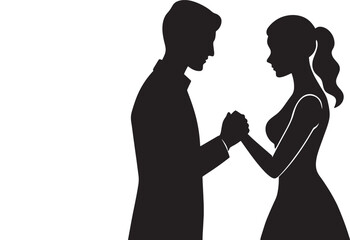 vector silhouette of a close up of two couple holding hands