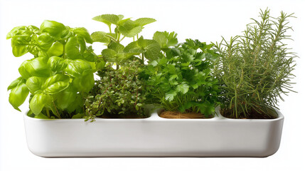 Fototapeta premium Transform Your Kitchen with a Countertop Herb Garden Planter Isolated on a Clean White Background