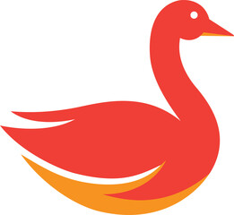 a red duck with orange beak and legs