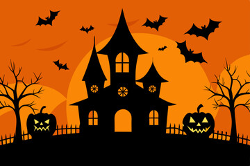 halloween background with haunted house