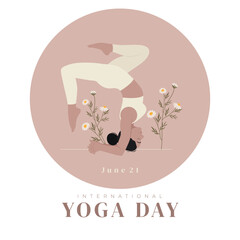 International Yoga Day. Young woman woman doing yoga for Yoga Day Celebration.