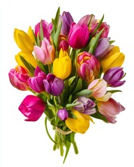 Obraz premium Vibrant tulip bouquet in various colors.