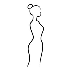 Fototapeta premium Elegant Woman Line Art Vector – Minimalist Fashion Illustration