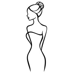 Fototapeta premium Stylized Female Silhouette in Dress – Beauty Line Drawing