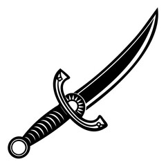 Black Silhouette of 17th Century Saber Isolated Vector Illustration on Transparent PNG
