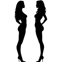 Fototapeta premium Facing Female Silhouettes Vector – High Heel Style