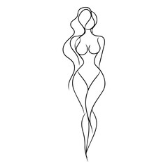 Fototapeta premium Silhouette of a naked woman line art 