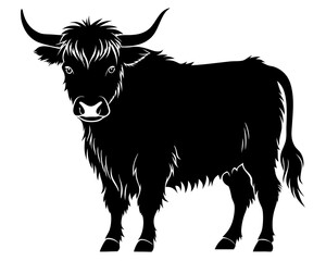 Highland Cow Silhouette Vector & Rustic Animal SVG